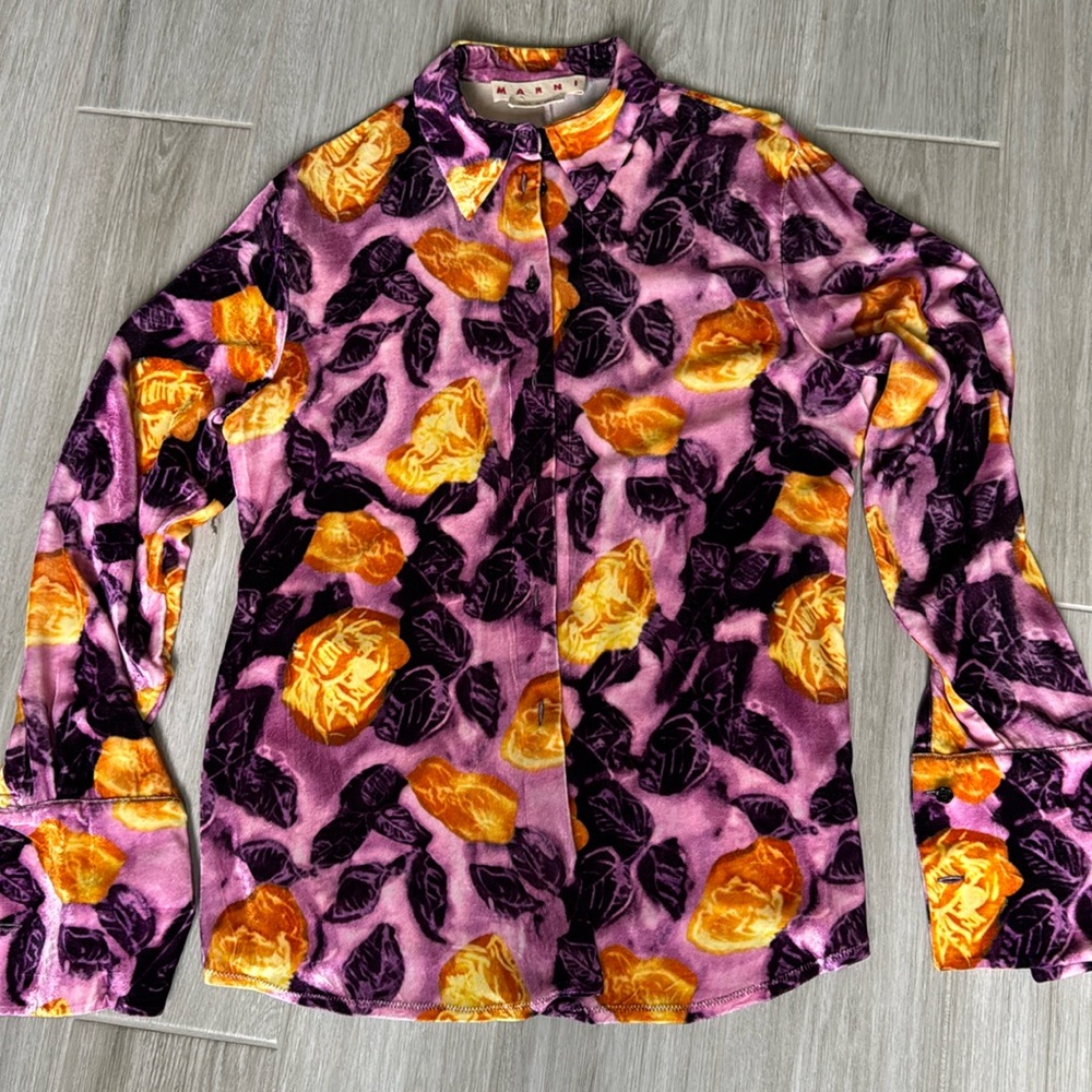 Marni French cuff velvet shirt